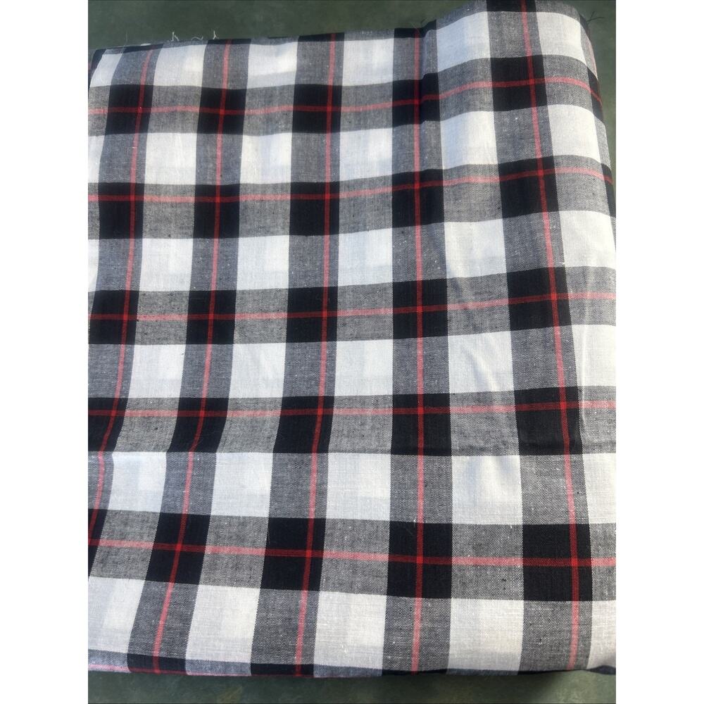 Black White Red Plaid Cotton Fabric 190x44 Check Tartan Sewing Craft Decor